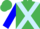 Silk - Emerald Green, Light Blue cross belts, Blue Bars on Sleeves, Green and