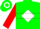 Silk - Green, 'JD' on White Diamond, White Diamond Hoop on Red sleeves