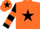 Silk - Orange, Black star, Black and Orange hooped sleeves, Orange cap, Black star
