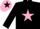 Silk - Black, Pink star, Pink cap with Black star