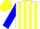 Silk - White and yellow stripes, blue sleeves, yellow cap