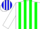 Silk - White, blue and green stripes, white sleeves, blue