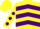Silk - YELLOW & PURPLE CHEVRONS, yellow sleeves, purple spots, yellow cap
