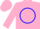 Silk - Hot pink, blue circle 'A' emblem and 'B' on back