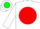 Silk - White, green 'A' on red disc on back,  green and red pan