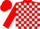 Silk - Red and White Blocks, Blue 'D', Red Cap