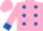 Silk - Hot pink, royal blue spots and cuffs, pink and blue