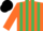 Silk - Orange and Emerald Green stripes, Orange sleeves, Black cap