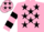 Silk - Pink, Black stars, hooped sleeves and stars on cap