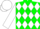 Silk - Green, white diamonds, green 'RS' on white diamond on sleeves, green and white cap
