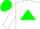 Silk - White, T in green triangle on back, green cap