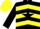 Silk - Black and Yellow chevrons, Black star on Yellow cap