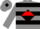 Silk - Grey, red and black diamond hoops, red diamond on blac