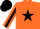 Silk - Orange, black star, black star stripe on sleeves, black cap
