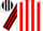Silk - White, black and red stripes,