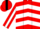 Silk - Red, black and white chevrons, white stripe with 'TWIN LAKES' on red sleeve