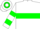 Silk - White, green 'J R' over green hoop on back, green hoop on sleeve