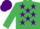 Silk - Emerald green, purple stars, purple cap