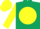 Silk - Dark Green, Yellow disc, Yellow Bars on Sleeves, Yellow Cap