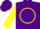 Silk - Purple, yellow circle ' H' on back, yellow bars on sleeves, yellow c