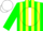 Silk - Green, yellow stripes, green 'A' in white disc, green sleeves, white cap