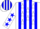 Silk - White, blue 'LR' on back, white stars on blue stripes, blue stars on sleeves, white