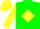 Silk - GREEN, Yellow diamond, Yellow sleeves, Yellow cap & Green striped