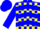 Silk - Blue, yellow blocks, blue chevrons on