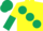 Silk - Yellow, large Dark Green spots, halved sleeves, Dark Green cap