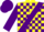 Silk - Yellow, Purple Sash, Purple Blocks on Sleeves, Purple Cap