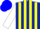 Silk - Dark Blue and Yellow Stripes, White Sleeves, Blue Cap