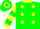 Silk - Green, Yellow spots and Collar, Yellow Sleeves, Two Green Hoop