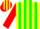 Silk - Yellow and red halves, red 'CAG', black and green stripes on red sleeves
