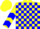 Silk - Yellow, Blue Blocks, Blue Chevrons on Sleeves, Yellow Cap