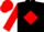 Silk - Black, red diamond frame 'V' on back, red sleeves and cap