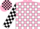 Silk - Pink, black and white blocks, pink sleeve, black