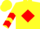Silk - Yellow, red diamond frame 'B ON',  red chevrons on sleeves, yellow cap