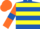 Silk - Royal Blue, Yellow hoops, Orange sleeves, Royal Blue armlets, Orange cap