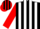 Silk - BLACK & WHITE STRIPES, red sleeves, black & red striped cap