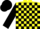 Silk - Yellow, Two Black Horseshoes, Black Blocks on Sleeves, Black Cap