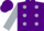 Silk - Purple, silver spots, purple 'BG' on silver sleeves, purple cap