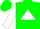 Silk - Green, green  'C'  in white  triangle on back, green and white triangle sleeves, green ca