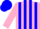 Silk - Pink, blue 'JK', blue panels, pink and blue cap