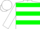 Silk - White, Green 'W' and Red 'SC', Red and Green Hoops o