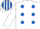 Silk - White, Royal Blue spots, White and Royal Blue striped cap