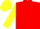 Silk - Red, yellow 'CM', red hoops on yellow sleeves, yellow cap