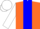 Silk - Orange, blue stripe on white sleeves, white cap