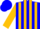 Silk - Blue, gold emblem, gold stripes on sleeves, blue cap
