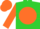 Silk - Lime green, black 'RJ' in orange disc, orange hoop on sleeves, orange cap