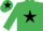 Silk - emerald green, black star, emerald green sleeves, emerald green cap, black star